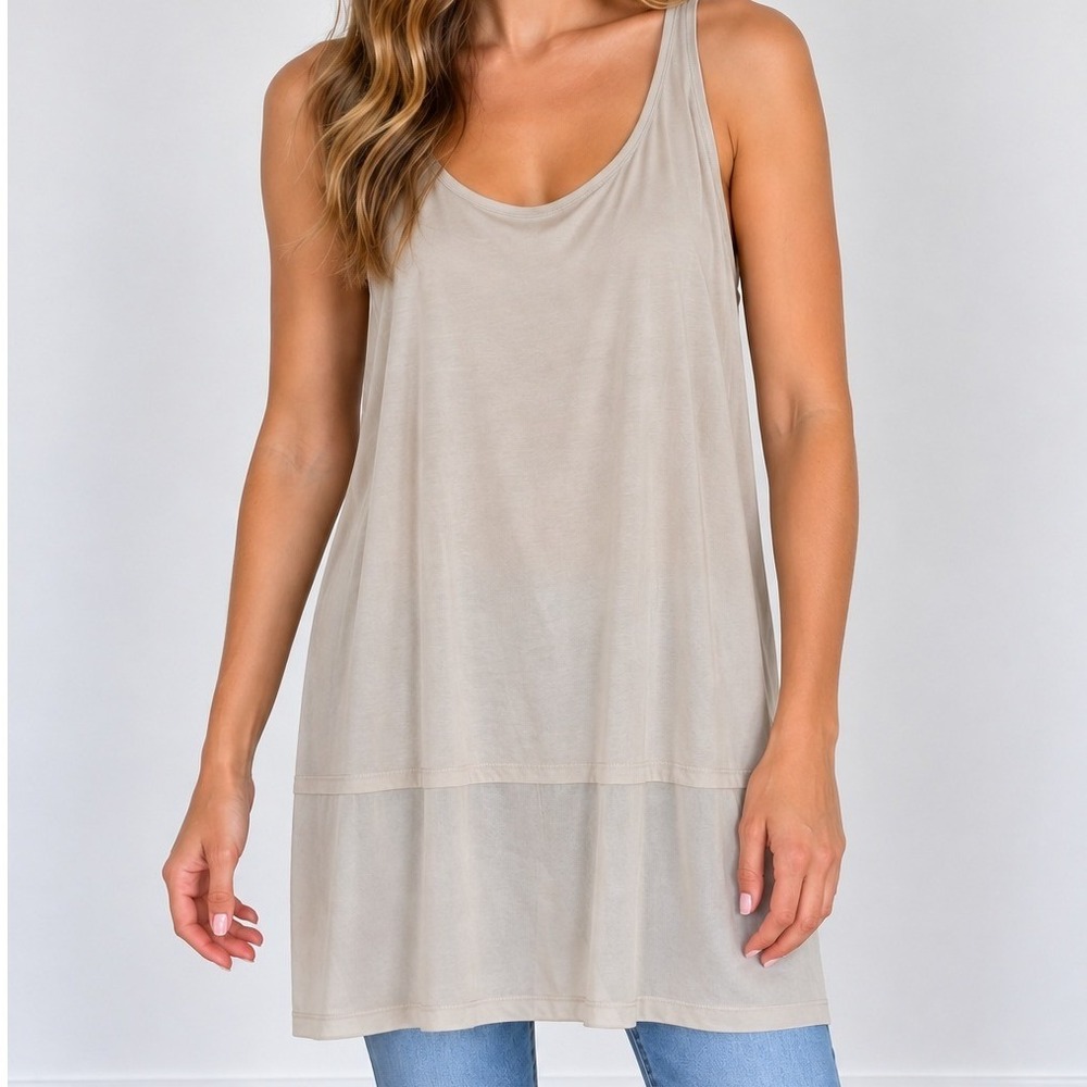 Eileen Fisher Signature Stretch Silk Jersey Layered Blouse Quiet Luxury Preppy